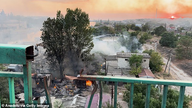 A Ukrainian local resident was injured after the attack, according to the reports