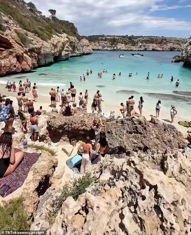 Caló des Moro, once a secluded cove, a tourist-choked destination when Instagrammers posted images of its crystal clear waters and striking scenery
