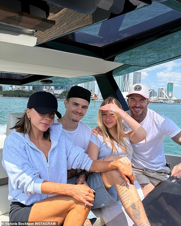David and Victoria are currently away with their other three children, Romeo, 22, Cruz, 20 and Harper, 14