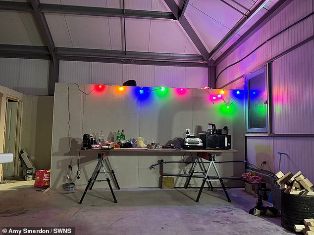 The family live mortgage-free and have a £10k budget to renovate their home - which they hope to be in by the end of the year. Pictured: The warehouse in Bulgaria