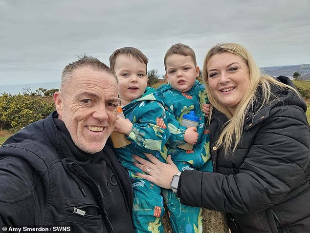 Amy says it's not been 'easy' and they still don't feel 'settled' in Bulgaria but have no regrets over their move. Pictured: Amy and Jerry with their sons