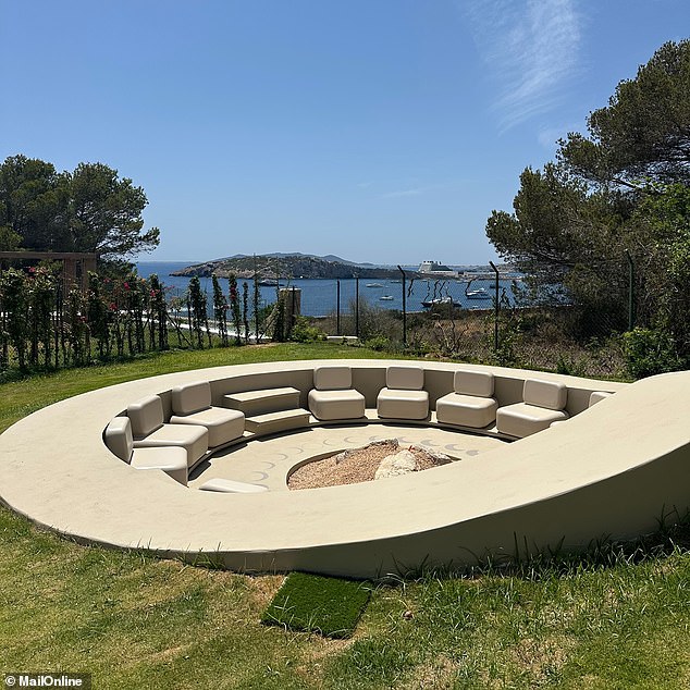 New additions to the property include a fire pit (pictured) for evening gatherings and a new outdoor gym