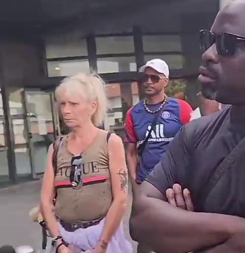 Protestors in Montreuil, France, react to news of alleged sexual assaults on infants at a hospital.