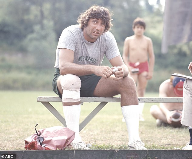 She was also linked to quarterback Joe Namath (pictured in 1974)