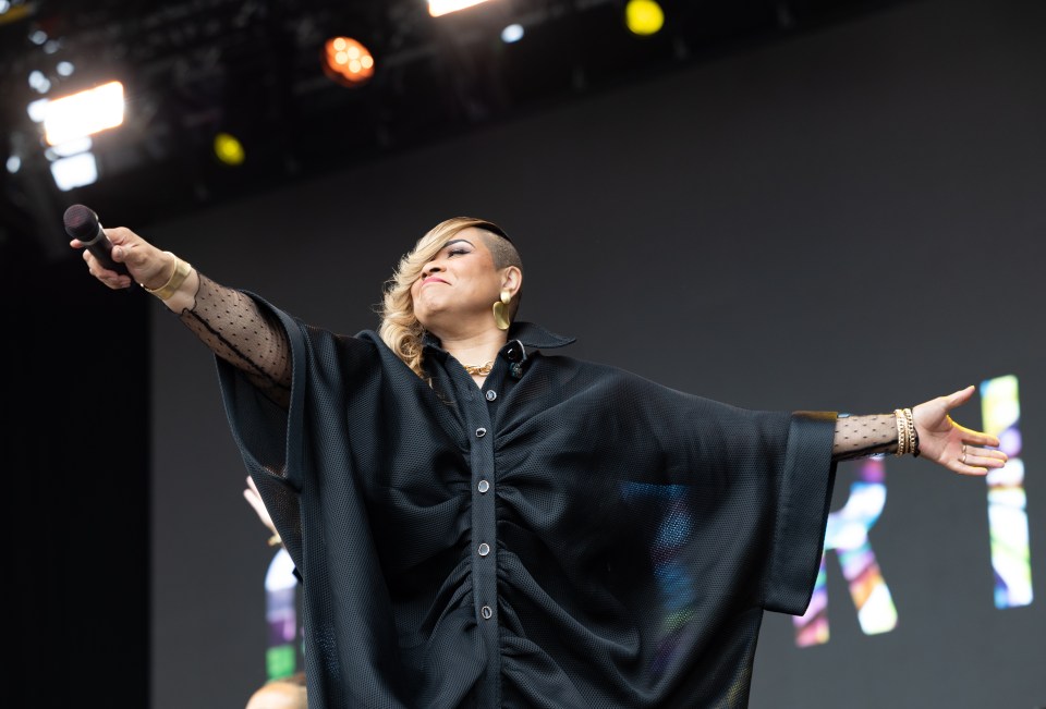 Gabrielle performing at the Together Again festival.