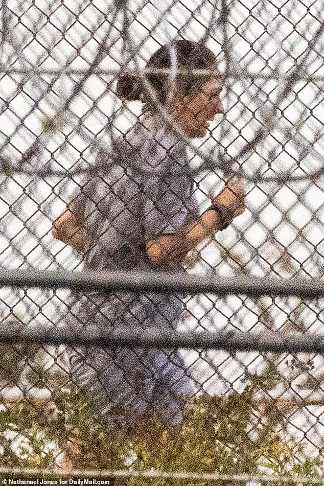 Maxwell is seen exercising in November 2022 in Tallahassee federal prison, shortly after she was convicted for sex trafficking