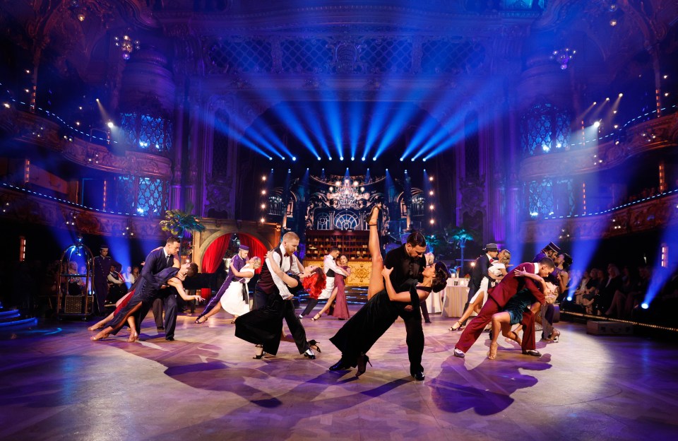 Professional dancers performing a tango on the Strictly Come Dancing results show.