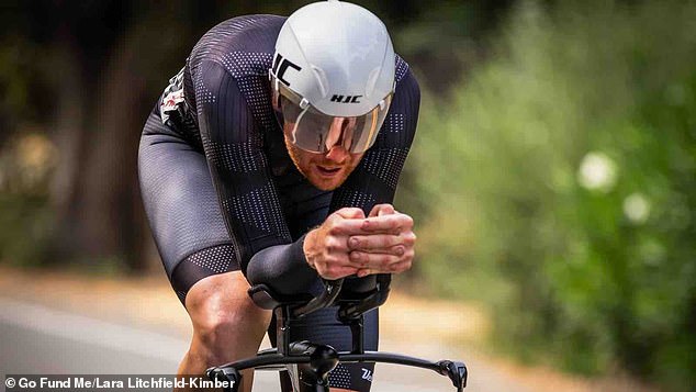 Kimber (pictured) discovered his passion for cycling when he took his mother's place in the New York triathlon after she had to drop out while fighting breast cancer