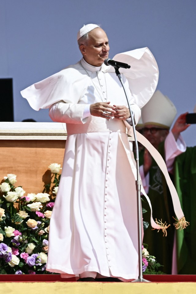 Pope Leo XIV speaking at a mass.