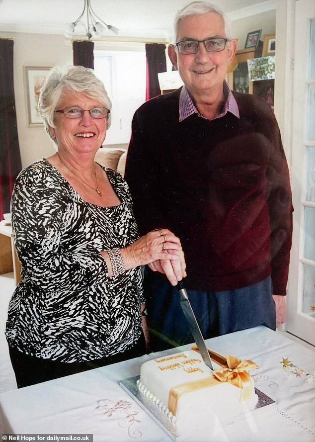 Pictured: Veronica Picken and Lt Commander Jeffrey Picken on their golden wedding anniversary in 2017