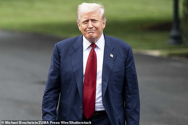 Donald Trump (pictured) confirmed two US Navy nuclear submarines are 'getting closer to Russia'