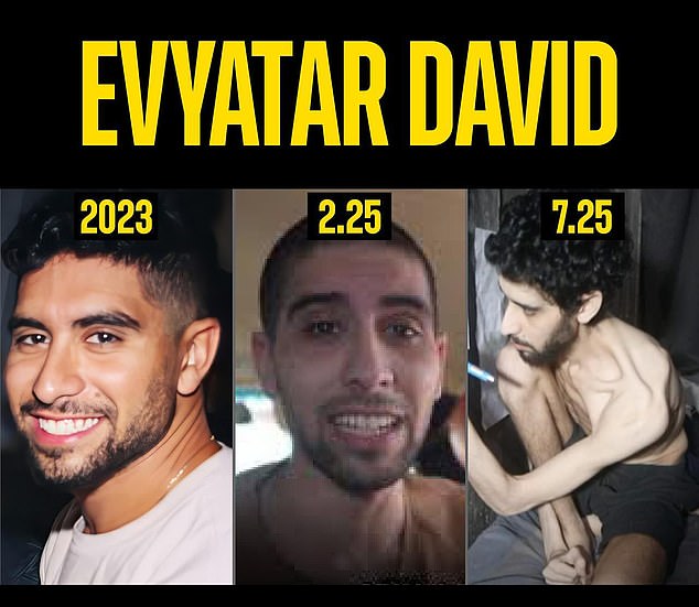 Images show Evyatar in 2023, in February and in the most recent video released by Hamas in July