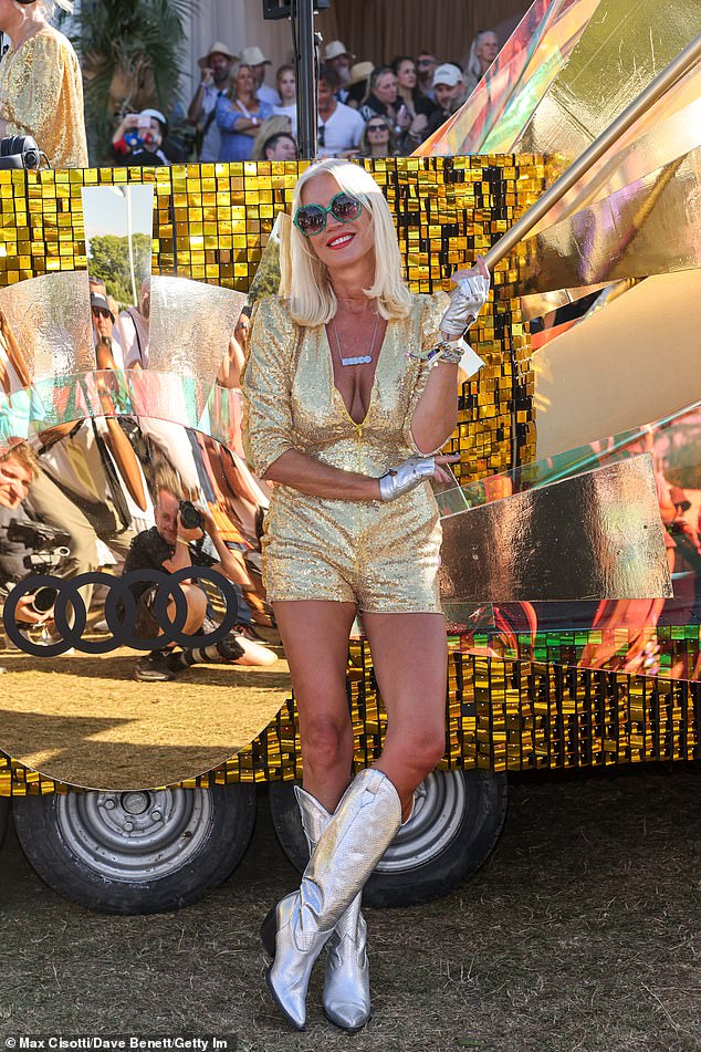 Denise Van Outen pictured at the luxury event, where adult camping tickets reportedly went for around £290