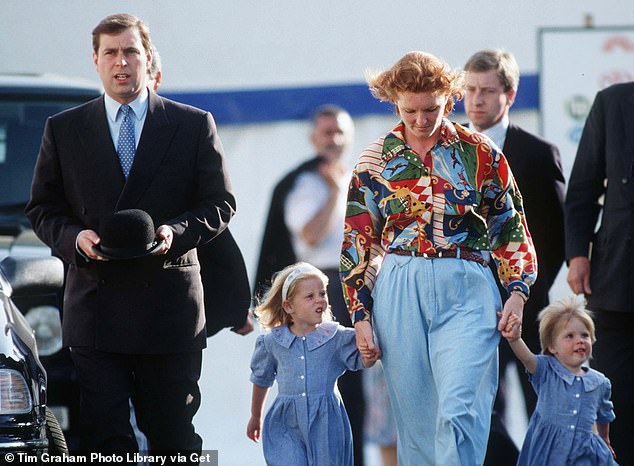 Prince Andrew and Sarah Ferguson with a young Beatrice and Eugenie shortly after their separation. Their marriage had deteriorated just six years after their wedding in 1986