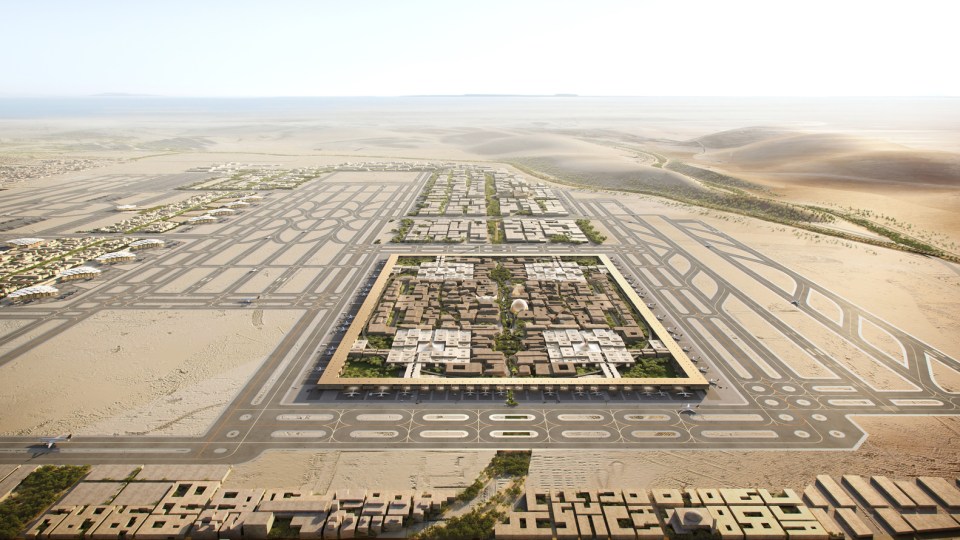 Illustration of King Salman International Airport design in Saudi Arabia.