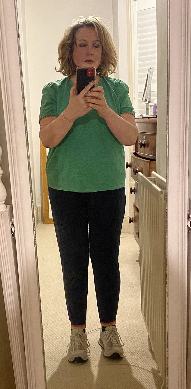 DURING: After six months of using the jabs, Claudia lost 46lb and dropped to 9st 12lb