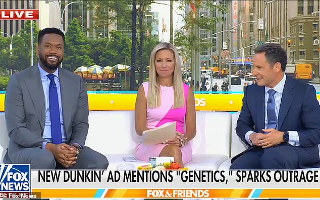 Fox & Friends' Lawrence Jones (left) told cohosts Ainsley Earhardt and Brian Kilmeade that Sweeney's ad was a marketing tactic because of her attractiveness