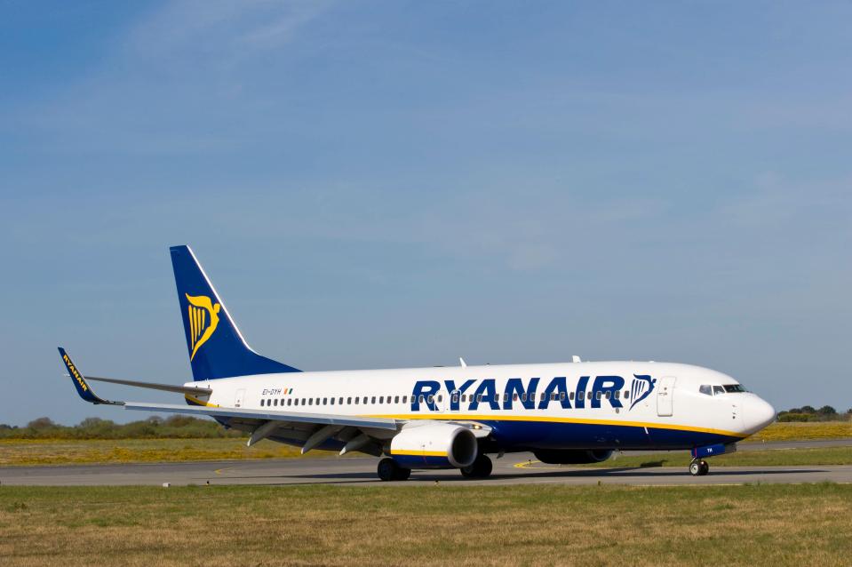 Ryanair airplane on a tarmac.