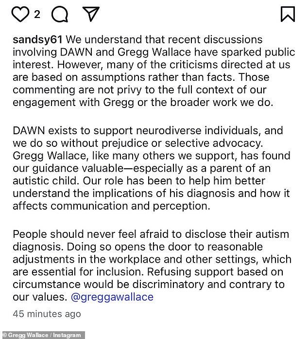 Meanwhile, Gregg also shared a response from a Welfare Rights Adviser defending him after she'd reached out to him to see if the Disability Advice and Welfare Network (DAWN) could help him better understand his autism