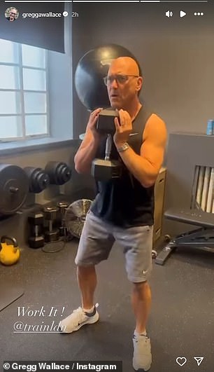 Gregg worked up a sweat on Monday morning as he got stuck into his training session