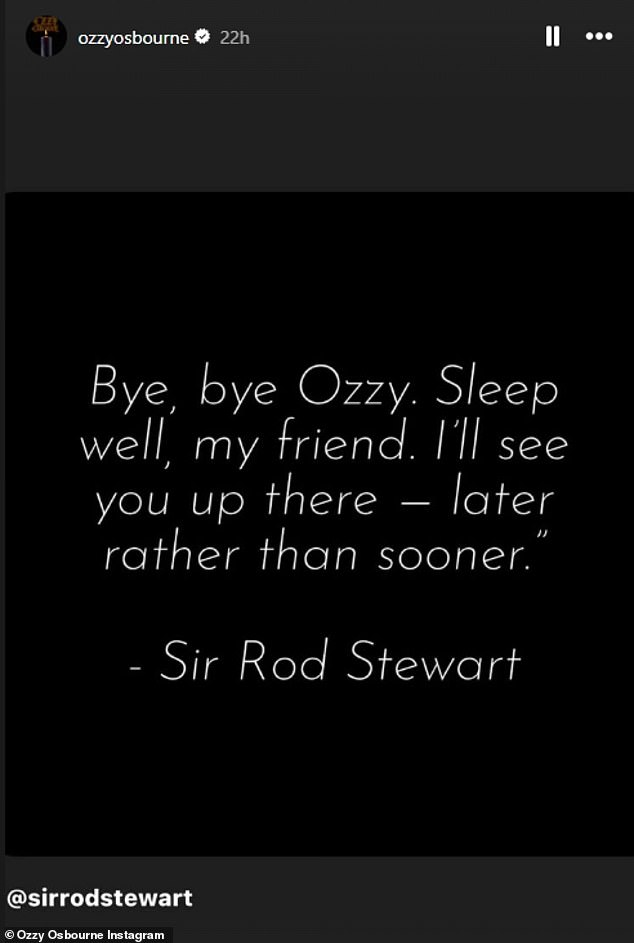 While many had feared that Ozzy's family would be offended by the video, after its release, the late star's official account reposted a tribute shared by Rod on July 22