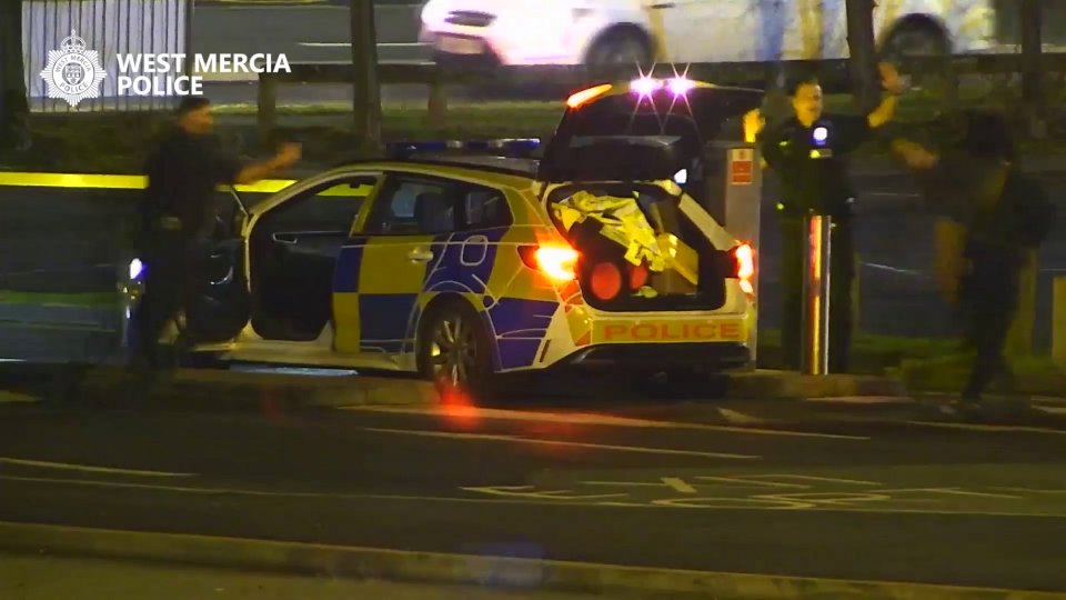 CCTV footage of a man threatening police officers with an imitation firearm.
