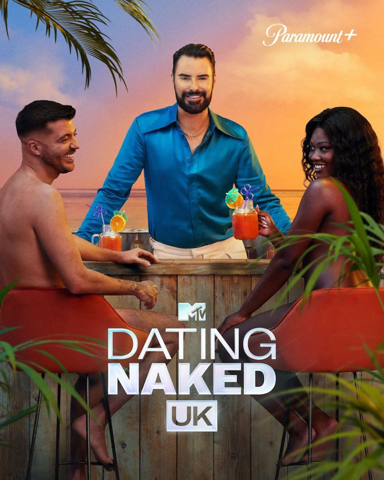 Promotional image for the UK version of the TV show *Dating Naked*, on Paramount+.