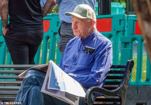 Ian Ball pictured on a park bench in west London this year after being released from the mental hospital in 2019
