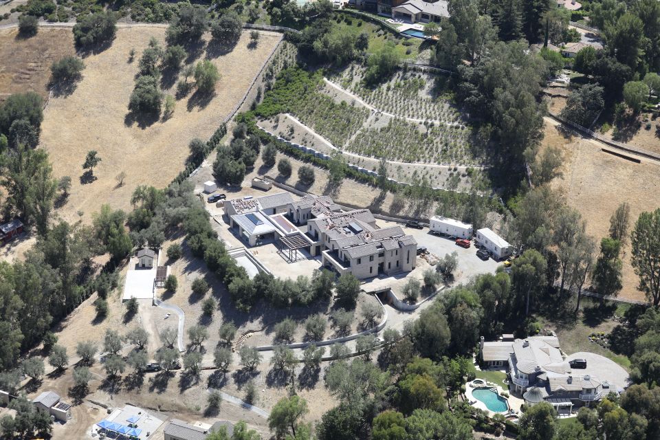 Aerial view of Kylie Jenner's house under construction in Calabasas.