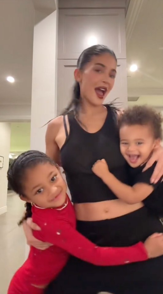 Kylie Jenner with her children Stormi and Aire.