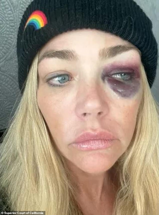 The 54-year-old actress, whose split from Phypers, 52, was revealed last month, was granted the TRO on July 16, after accusing Phypers of years of physical and emotional abuse - which he has denied (photo from Richards' Request for Domestic Violence Restraining Order)