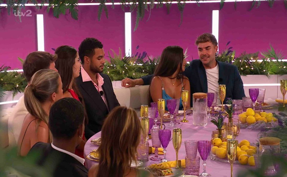 Love Island contestants at their final dinner.