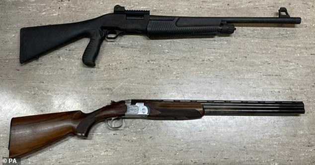 Those applying for a shotgun will now need to show that two individuals who have known them for at least two years can vouch for their suitability. And they must declare all convictions. Pictured: the pump-action shotgun used by Davison to carry out the shooting (top) next to a twin-barrel shotgun (below)