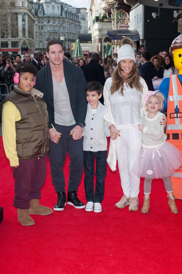 Katie Price, Kieran Hayler, and their children at a film premiere.