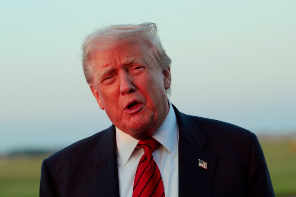 Donald Trump speaking to reporters.