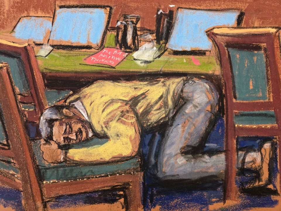 Courtroom sketch of Sean "Diddy" Combs reacting to verdicts.