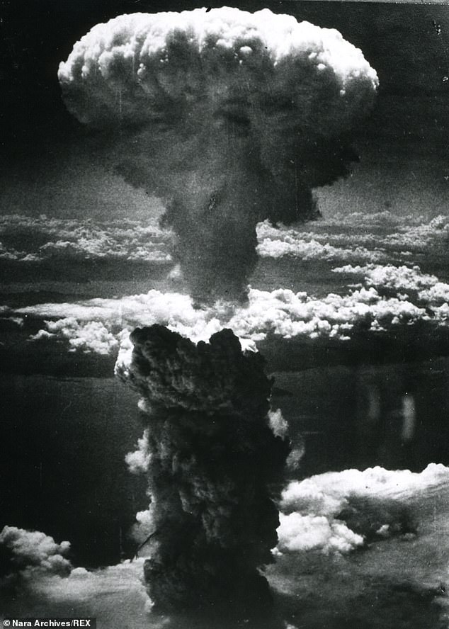 After the detonation, a huge mushroom cloud (pictured) rose into the sky