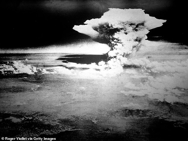 The pyrocumulus, or firestorm-cloud, that engulfed the city of Hiroshima after the US atomic bomb attack on August 6, 1945