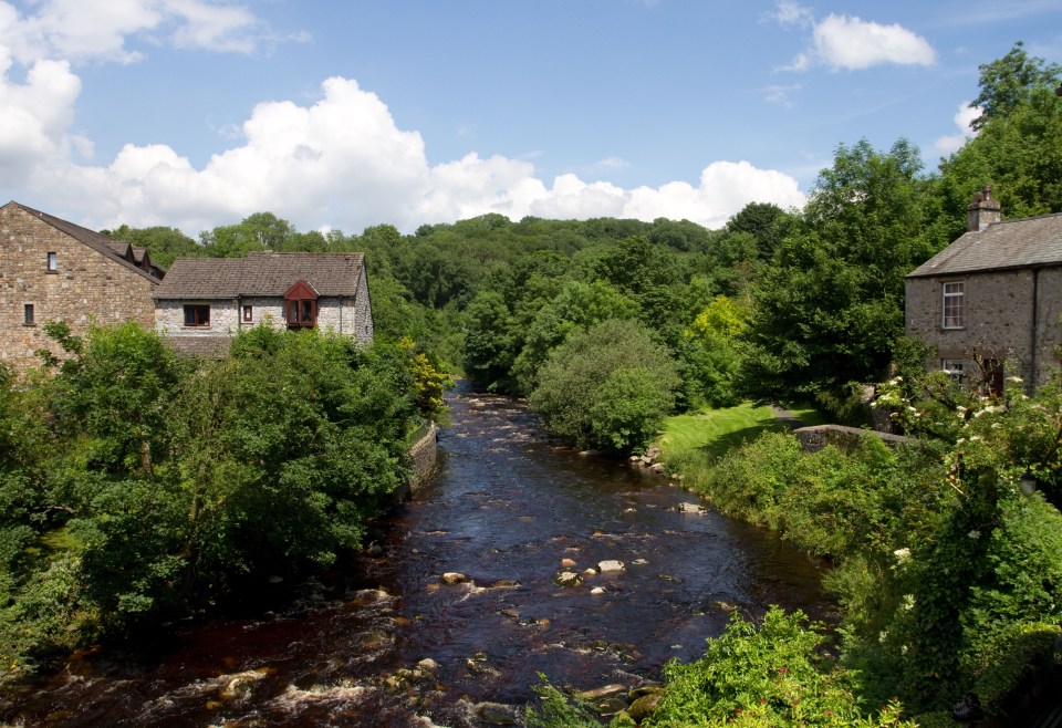 River flowing through Ingleton, North Yorkshire Dales.