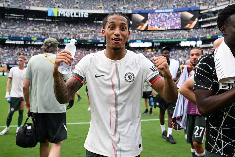 Joao Pedro of Chelsea FC celebrates a victory.