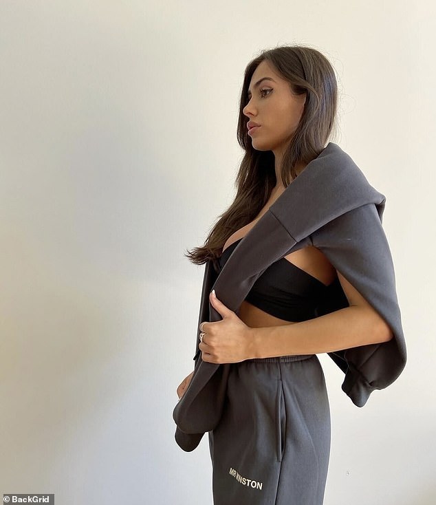 In another snap she modelled athleisure wear and a black bralette as she gazed into the distance
