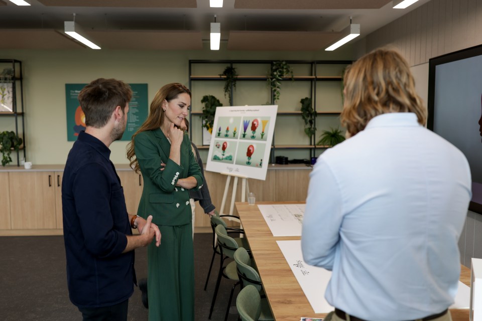 Princess Catherine speaking with creatives at Kensington Palace about the Shaping Us animated shorts series.