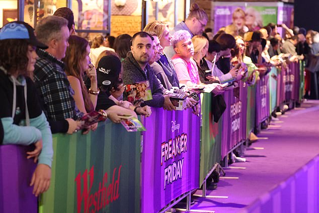 The movie stars arrived to the premiere and rushed past the fan area before heading over to the media section