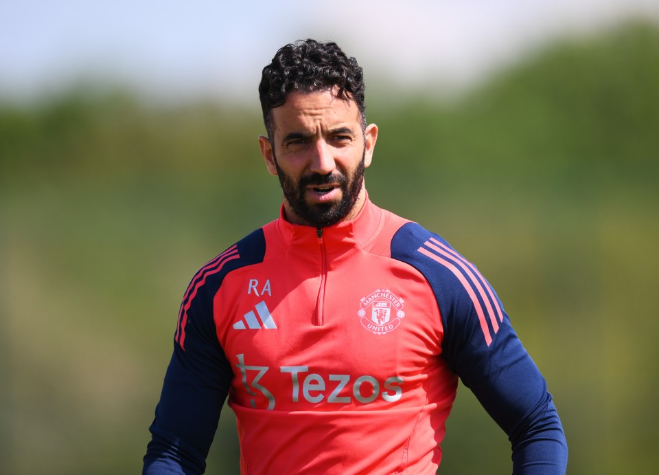 Ruben Amorim, Manchester United manager, at a training session.