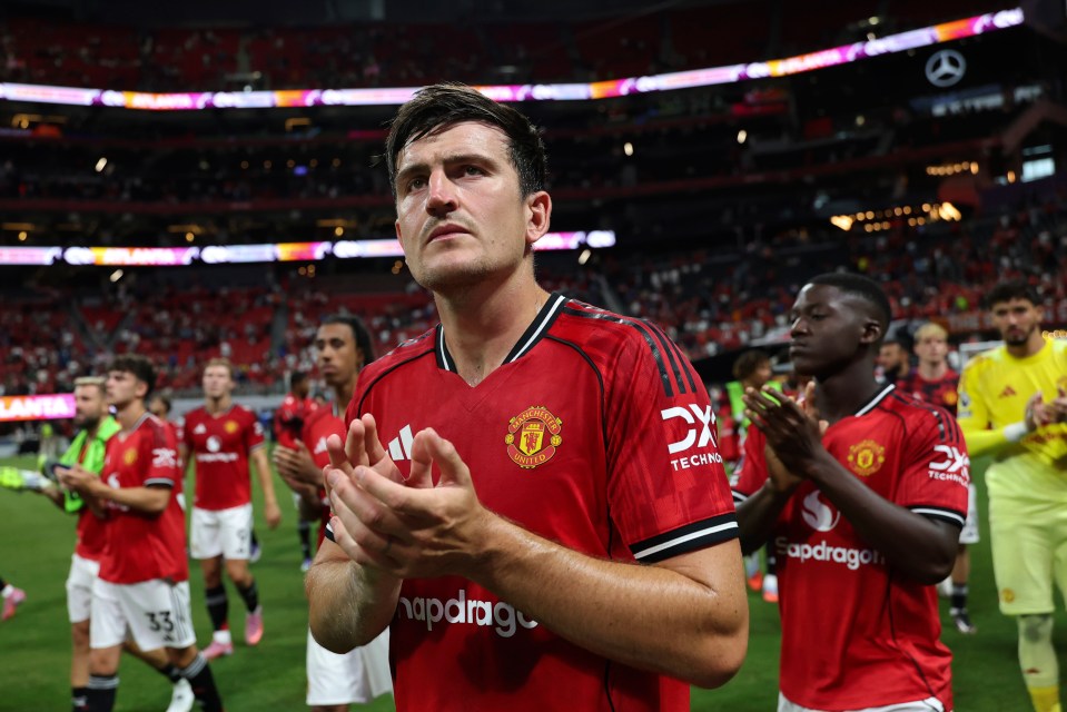 Harry Maguire of Manchester United celebrates a win.