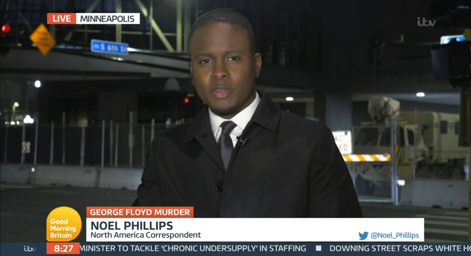 Noel Phillips reporting live from Minneapolis on Good Morning Britain.