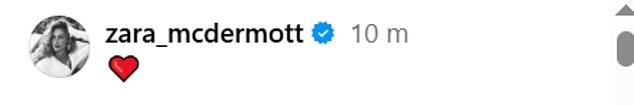 She captioned the post with a simple red love heart emoji, sending fans wild