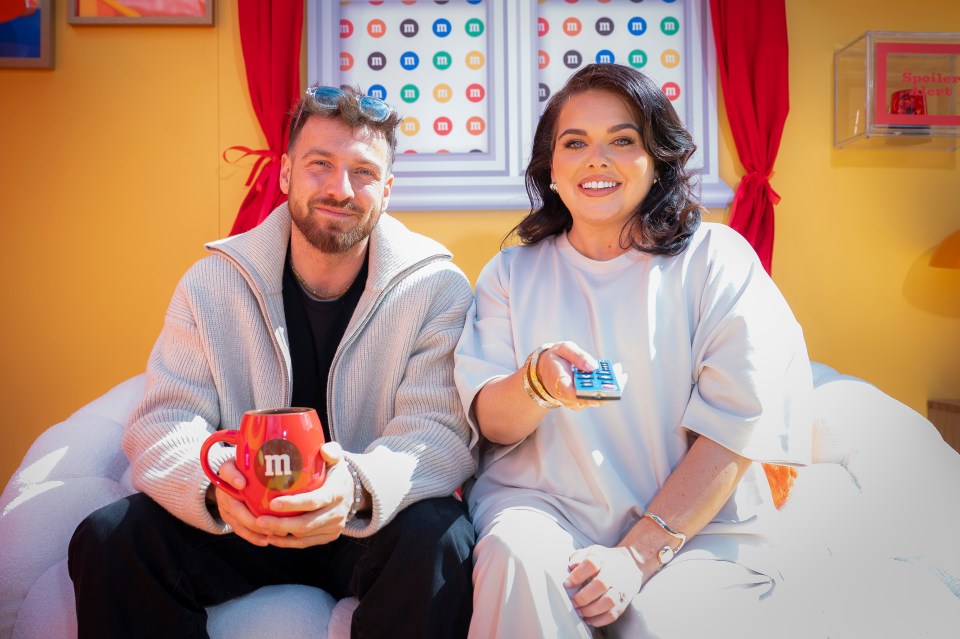Sam Thompson and Scarlett Moffatt hosting a TV show event.