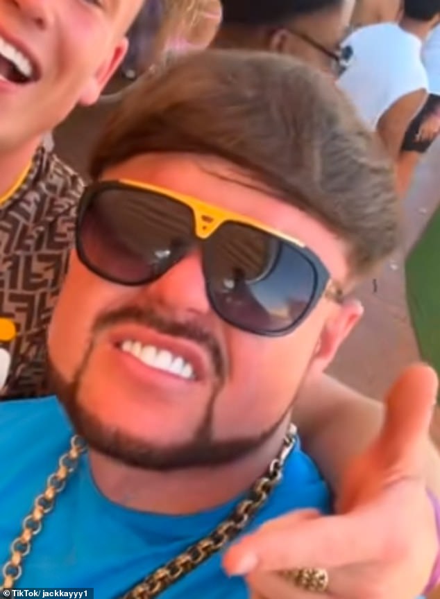 In one of the videos Mr Kay can be seen wearing the same iconic sunglasses and gold chain pulling out more dance moves from under his belt as a mate puts his arm around his neck