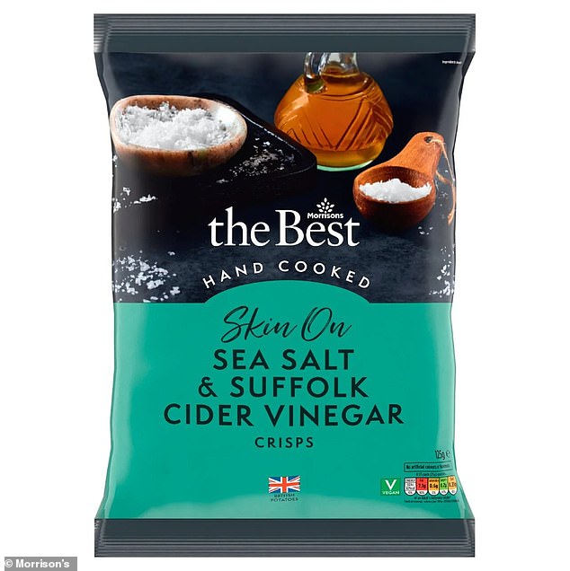 Morrison's salt and vinegar crisps were also popular among testers, who said they 'hit the right salty spot' despite having the lowest salt levels of all the crisps tested